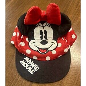 Disney Parks Minnie Mouse Infant 49cm Baseball Cap Red/Black Polka Dot Bow